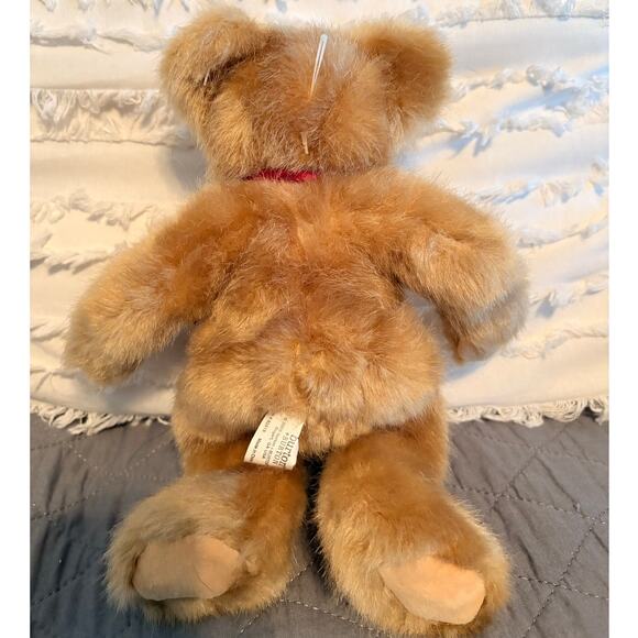 2005 BURTON AND BURTON 11" BROWN TEDDY BEAR PLUSH WITH RED BOW - Picture 2 of 4